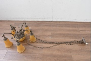 中古　希少な廃番品　オーデリック　曲線フレームが優美な6灯シャンデリア　(R-088229)