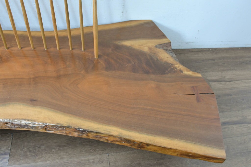 和製ヴィンテージ　ジョージ・ナカシマ(George Nakashima)　素材を活かした造形が魅力のコノイドベンチ　(R-088232)