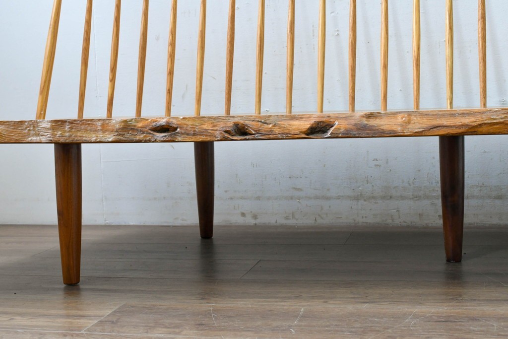 和製ヴィンテージ　ジョージ・ナカシマ(George Nakashima)　素材を活かした造形が魅力のコノイドベンチ　(R-088232)