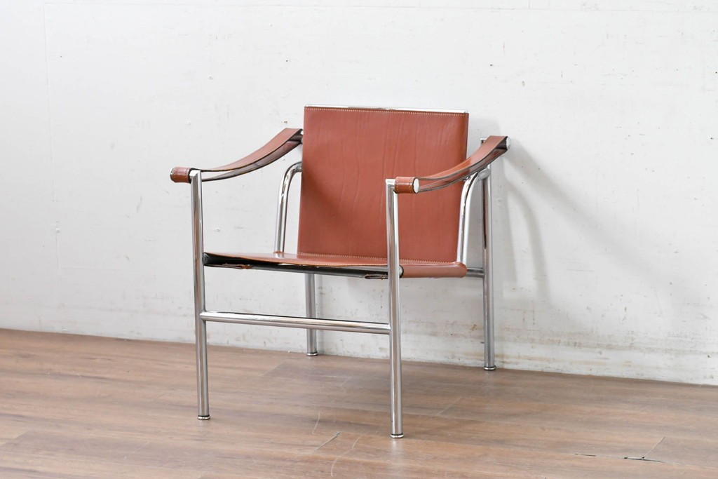 【簡易リペア限定品】　イタリアヴィンテージ　Cassina(カッシーナ)　当時のロゴシールあり　ル・コルビュジエ(Le Corbusier)　ピエール・ジャンヌレ(Pierre Jeanneret)　シャルロット・ペリアン(Charlotte Perriand)　LC1　スリングチェア　現行定価約78万円　(R-088233)