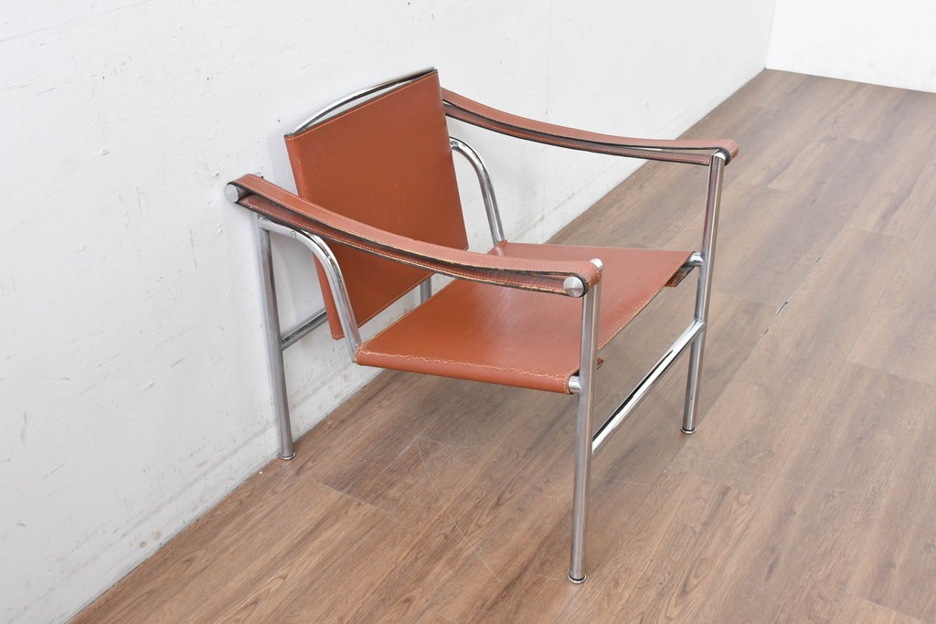 【簡易リペア限定品】　イタリアヴィンテージ　Cassina(カッシーナ)　当時のロゴシールあり　ル・コルビュジエ(Le Corbusier)　ピエール・ジャンヌレ(Pierre Jeanneret)　シャルロット・ペリアン(Charlotte Perriand)　LC1　スリングチェア　現行定価約78万円　(R-088233)