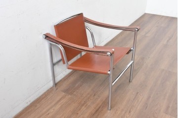 【簡易リペア限定品】　イタリアヴィンテージ　Cassina(カッシーナ)　当時のロゴシールあり　ル・コルビュジエ(Le Corbusier)　ピエール・ジャンヌレ(Pierre Jeanneret)　シャルロット・ペリアン(Charlotte Perriand)　LC1　スリングチェア　現行定価約78万円　(R-088233)