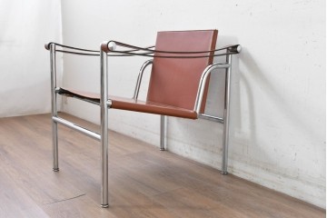 【簡易リペア限定品】　イタリアヴィンテージ　Cassina(カッシーナ)　当時のロゴシールあり　ル・コルビュジエ(Le Corbusier)　ピエール・ジャンヌレ(Pierre Jeanneret)　シャルロット・ペリアン(Charlotte Perriand)　LC1　スリングチェア　現行定価約78万円　(R-088233)