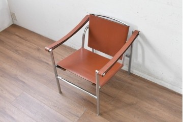 【簡易リペア限定品】　イタリアヴィンテージ　Cassina(カッシーナ)　当時のロゴシールあり　ル・コルビュジエ(Le Corbusier)　ピエール・ジャンヌレ(Pierre Jeanneret)　シャルロット・ペリアン(Charlotte Perriand)　LC1　スリングチェア　現行定価約78万円　(R-088233)