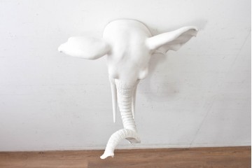 【簡易リペア限定品】　ヨーロッパヴィンテージ　希少品　象モチーフのウォールデコレーション　(R-088236)