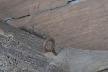 ヨーロッパヴィンテージ　鹿の角を組み合わせた存在感のある吊り下げオブジェ　(R-088237)