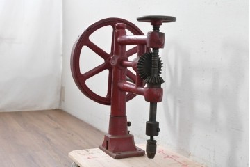 イギリスアンティーク　インダストリアル　ハンドクランク式の重厚なボール盤　※ディスプレイ用　(R-088243)