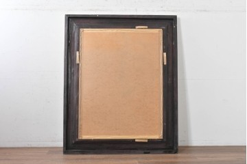 ヨーロッパヴィンテージ　高級輸入品　面取りガラス　重厚なゴールドフレームが華やかな特大サイズのウォールミラー　(R-088264)