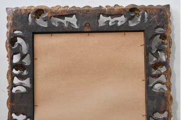 ヨーロッパヴィンテージ　透かし彫りの装飾が華やかなウォールミラー　(R-088266)