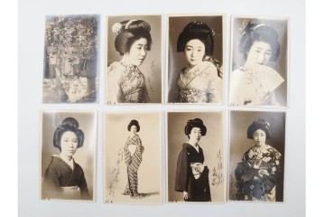 戦前　サイン入り　女優・俳優・舞妓　ブロマイド・絵葉書・ポストカードを含む136枚セット　(R-088274)