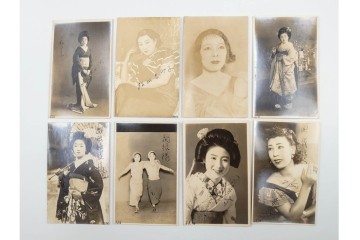 戦前　サイン入り　女優・俳優・舞妓　ブロマイド・絵葉書・ポストカードを含む136枚セット　(R-088274)