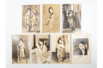 戦前　サイン入り　女優・俳優・舞妓　ブロマイド・絵葉書・ポストカードを含む136枚セット　(R-088274)