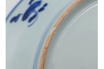 中国　古玩　染付・青花　直径約20cm(6.5寸)　花唐草文が上品な中皿3枚セット　(R-088279)