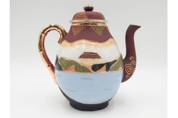 明治から大正期　薩摩焼　輸出用　金彩と人物図が華やかなティーセット　(R-088282)