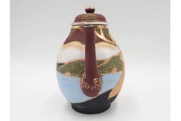 明治から大正期　薩摩焼　輸出用　金彩と人物図が華やかなティーセット　(R-088282)