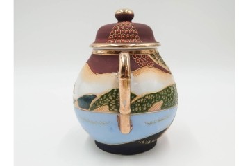 明治から大正期　薩摩焼　輸出用　金彩と人物図が華やかなティーセット　(R-088282)