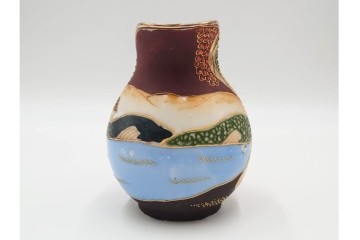 明治から大正期　薩摩焼　輸出用　金彩と人物図が華やかなティーセット　(R-088282)