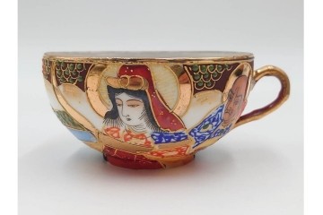 明治から大正期　薩摩焼　輸出用　金彩と人物図が華やかなティーセット　(R-088282)