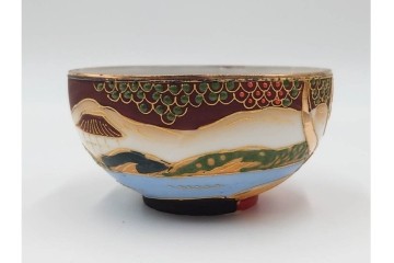 明治から大正期　薩摩焼　輸出用　金彩と人物図が華やかなティーセット　(R-088282)