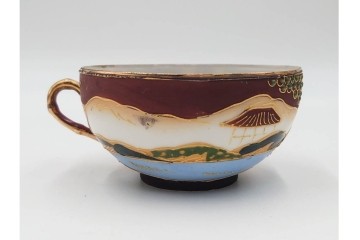 明治から大正期　薩摩焼　輸出用　金彩と人物図が華やかなティーセット　(R-088282)