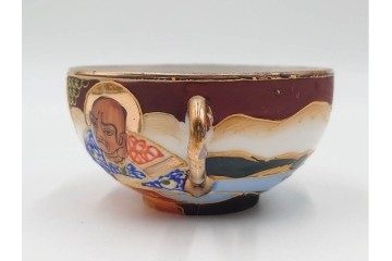 明治から大正期　薩摩焼　輸出用　金彩と人物図が華やかなティーセット　(R-088282)