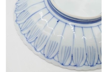 明治から大正期　染付　直径約17cm(5.4寸)　のびやかな菊花文が美しい中皿2枚セット　(R-088283)