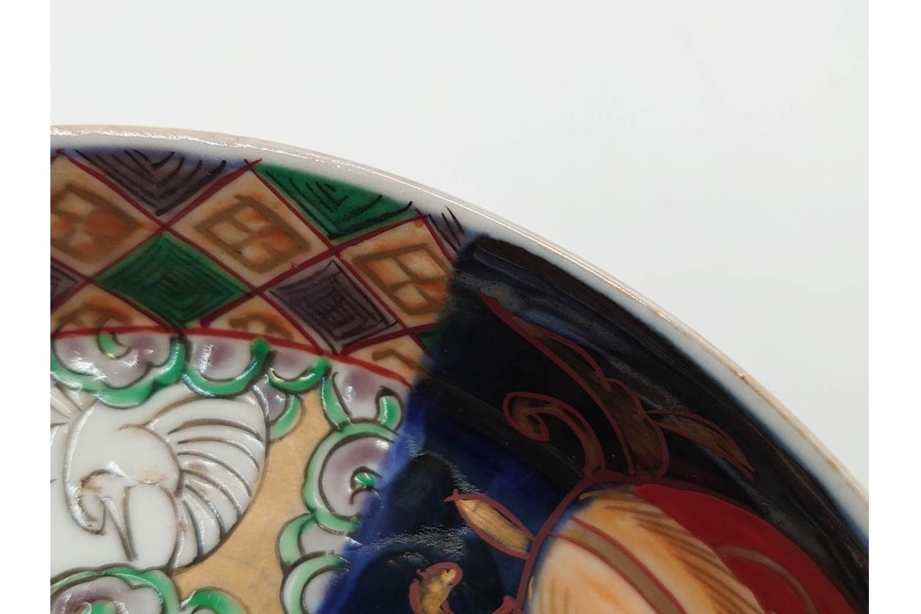 幕末から明治期　伊万里　在銘(角富)　錦手・金襴手　直径約16cm(5.1寸)　煌びやかな絵付けが魅力の中皿5枚セット　(R-088285)