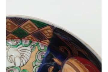 幕末から明治期　伊万里　在銘(角富)　錦手・金襴手　直径約16cm(5.1寸)　煌びやかな絵付けが魅力の中皿5枚セット　(R-088285)