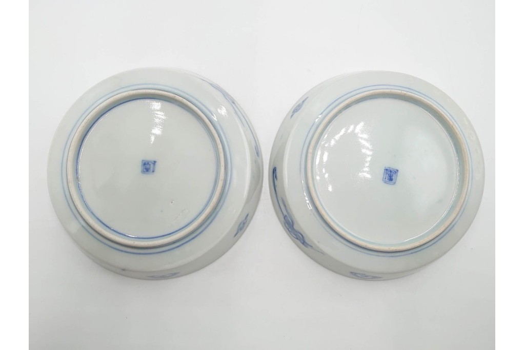 幕末から明治期　伊万里　在銘(角富)　錦手・金襴手　直径約16cm(5.1寸)　煌びやかな絵付けが魅力の中皿5枚セット　(R-088285)