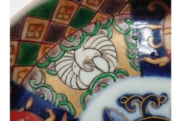 幕末から明治期　伊万里　在銘(角富)　錦手・金襴手　直径約16cm(5.1寸)　煌びやかな絵付けが魅力の中皿5枚セット　(R-088285)