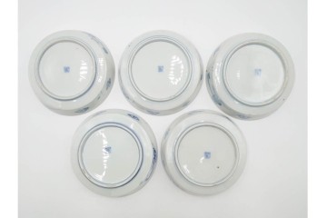 幕末から明治期　伊万里　在銘(角富)　錦手・金襴手　直径約16cm(5.1寸)　煌びやかな絵付けが魅力の中皿5枚セット　(R-088287)