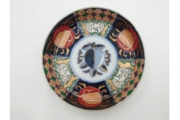 幕末から明治期　伊万里　在銘(角富)　錦手・金襴手　直径約16cm(5.1寸)　煌びやかな絵付けが魅力の中皿5枚セット　(R-088287)