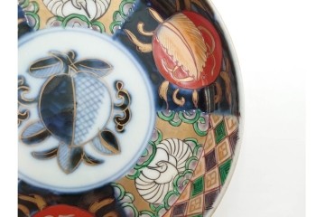 幕末から明治期　伊万里　在銘(角富)　錦手・金襴手　直径約16cm(5.1寸)　煌びやかな絵付けが魅力の中皿5枚セット　(R-088287)