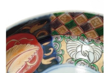 幕末から明治期　伊万里　在銘(角富)　錦手・金襴手　直径約16cm(5.1寸)　煌びやかな絵付けが魅力の中皿5枚セット　(R-088287)