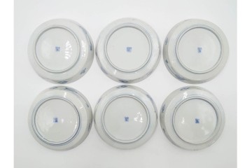 幕末から明治期　伊万里　在銘(角富)　錦手・金襴手　直径約16cm(5.1寸)　煌びやかな絵付けが魅力の中皿6枚セット　(R-088288)
