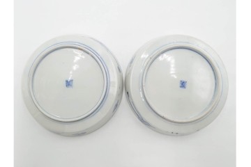 幕末から明治期　伊万里　在銘(角富)　錦手・金襴手　直径約16cm(5.1寸)　煌びやかな絵付けが魅力の中皿6枚セット　(R-088288)