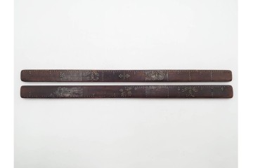 李朝　時代物　長さも意匠も異なる木製物差し6本セット　(R-088289)