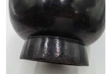時代物　漆器　幅約34cm　黒と朱の対比が目を引く木製片口　(R-088291)