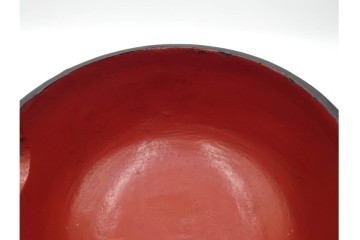 時代物　漆器　幅約34cm　黒と朱の対比が目を引く木製片口　(R-088291)