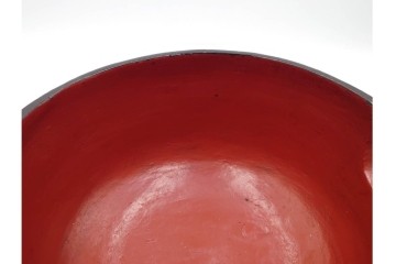 時代物　漆器　幅約34cm　黒と朱の対比が目を引く木製片口　(R-088291)