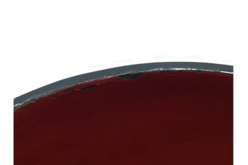 時代物　漆器　幅約34cm　黒と朱の対比が目を引く木製片口　(R-088291)