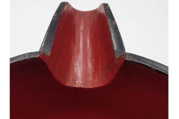 時代物　漆器　幅約34cm　黒と朱の対比が目を引く木製片口　(R-088291)