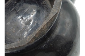 時代物　漆器　幅約34cm　黒と朱の対比が目を引く木製片口　(R-088291)