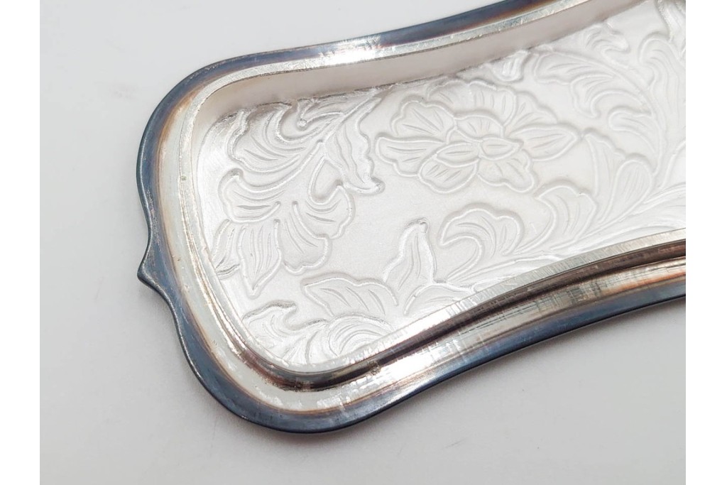 SILVER99%(銀製)　七宝焼(エナメル)　紫地に青い草花文様が映える小物入れ　(R-088298)