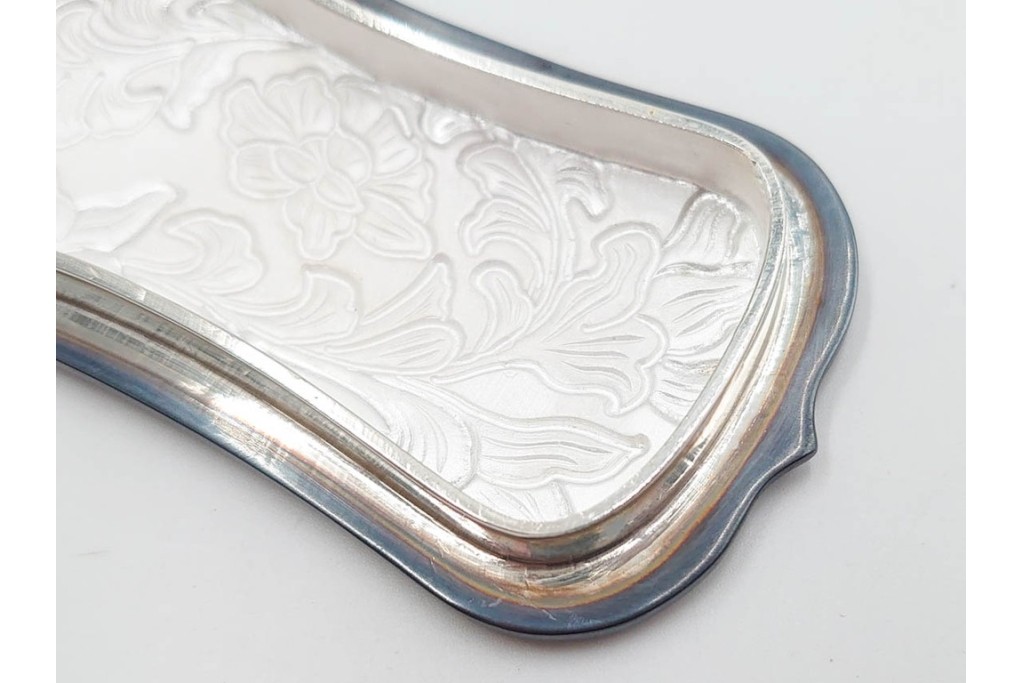 SILVER99%(銀製)　七宝焼(エナメル)　紫地に青い草花文様が映える小物入れ　(R-088298)