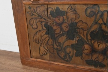 モロッコヴィンテージ　草花模様が手書きペイントされたインテリアパネル　(R-088313)
