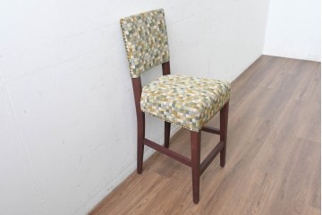 新古　展示品　超美品　特注品　チェック柄ファブリック座面のカウンターチェア　制作費約8万円　(R-088326)