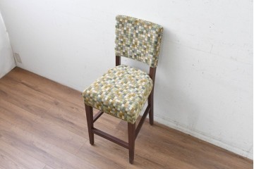 新古　展示品　超美品　特注品　チェック柄ファブリック座面のカウンターチェア　制作費約8万円　(R-088326)
