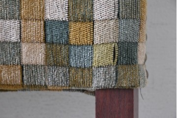 新古　展示品　超美品　特注品　チェック柄ファブリック座面のカウンターチェア　制作費約8万円　(R-088326)