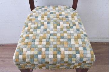 新古　展示品　超美品　特注品　チェック柄ファブリック座面のカウンターチェア　制作費約8万円　(R-088326)
